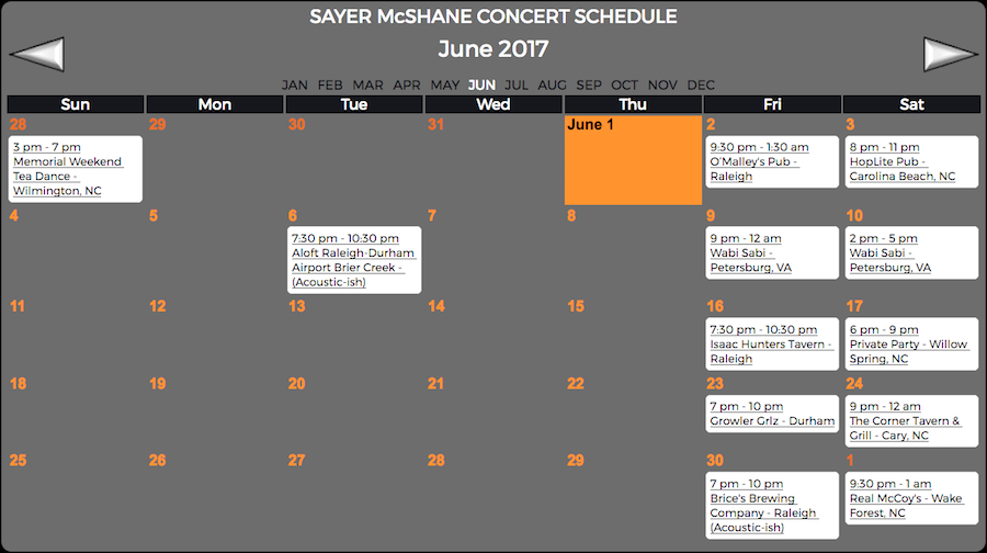 Sayer McShane June Concert Schedule